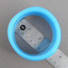 Load image into Gallery viewer, Pair of Vintage 1980s Signed Ben Amun Wave Design Bracelets - Blue Opaque Lucite Resin Plastic - Large Chunky Bangles