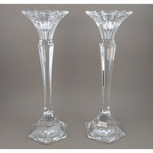 Load image into Gallery viewer, Pristine Pair of Tall Vintage Mikasa Excelsior Crystal Candlesticks - Clear Glass Candle Holders - Set of 2