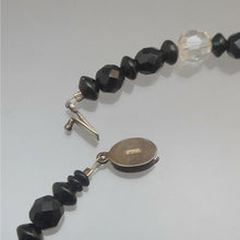 Load image into Gallery viewer, Vintage Art Deco French Jet Choker Necklace - Black Glass and AB Crystal Beads - Round, Bicone, Disc