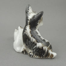 Load image into Gallery viewer, Vintage Circa 1950 Made in Occupied Japan Porcelain Scottie Dog Figurine - Black and White Terriers, Mother and 2 Puppies - MIJ Hand Painted Ceramic Statue