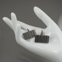 Load image into Gallery viewer, Vintage Mid Century Modern Cufflinks - Brushed Silver Tone Metal and Wood