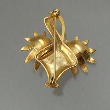 Load image into Gallery viewer, Excellent Vintage Spanish Damascene Souvenir Sunflower Basket Brooch - circa 1950 - Faux Pearls, Black, Silver, Gold Tone Pin - Spain Travel and Tourism