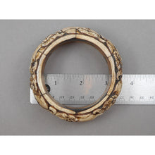 Load image into Gallery viewer, Vintage Carved Layered Cow Bone Elephant Bracelet - Large and Heavy Handmade Bangle