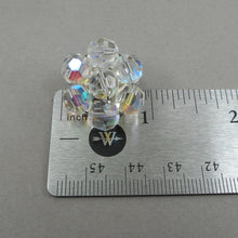 Load image into Gallery viewer, Vintage 1950s Iridescent Glass Cluster Clip On Earrings - AB Aurora Borealis Crystal Beads - Daisy Flower Design