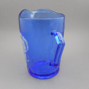 Excellent Vintage 1930s Shirley Temple Child's Milk Pitcher - Cobalt Blue Depression Glass by Hazel Atlas