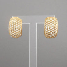 Load image into Gallery viewer, Vintage Signed Roman Crystal or Rhinestone Half Hoop Earrings - Gold Tone, Pavé Setting - Pierced / Post