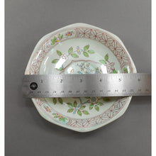 Load image into Gallery viewer, 6 Vtg Old Mark Adams Calyx Ware Singapore Bird Pattern Cup and Saucer Sets - Circa 1930 English Ironstone - Pale Blue Green with Pink Flowers - Made in England