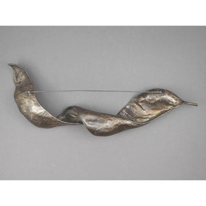 Silver and Copper Plated Brooch - Honey Locust Pod or Leaf - Lapel, Shawl or Cloak Pin - Signed JD, Artisan Crafted Jewelry