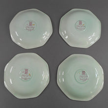 Load image into Gallery viewer, 3 Vintage Adams Calyx Ware Lowesoft Pattern Demitasse Cups and Saucer Sets + 1 Replacement Saucer - Circa 1930 English Ironstone - Pale Blue Green with Pink Flowers - Made in England