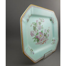 Load image into Gallery viewer, Vintage Adams Calyx Ware Metz Pattern 12&quot; Oval Platter - Circa 1930 English Ironstone - Blue Green with Pink Flowers - Made in England