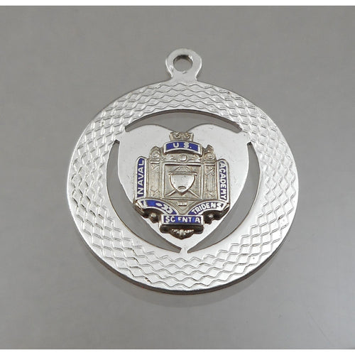 Vintage Automade US Naval Academy Sweetheart Heart Bracelet Charm or Pendant - Sterling Silver - USA Travel Souvenir Jewelry
