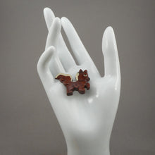 Load image into Gallery viewer, Vintage Handmade Skunk Brooch Lapel Pin - Hand Carved and Painted Wood - Folk Art Jewelry