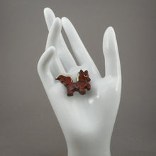 Load image into Gallery viewer, Vintage Handmade Skunk Brooch Lapel Pin - Hand Carved and Painted Wood - Folk Art Jewelry