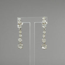 Load image into Gallery viewer, Pristine Vintage 1970s German Rhinestone Dangle Earrings - Silver Tone Pierced Post - Signed West Germany