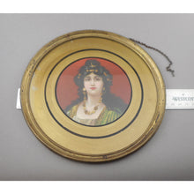 Load image into Gallery viewer, Antique Framed Reverse Painted Glass Chimney Flue Cover - Victorian Era Art Print Wall Hanging - Portrait of a Gypsy Woman