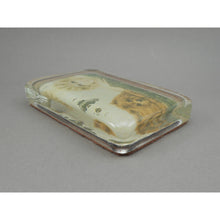 Load image into Gallery viewer, Vintage Glass Louis Icart Paperweight Art Deco Era Print - " Two Beauties ", circa 1930 - Woman with Chow Dog