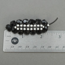 Load image into Gallery viewer, Excellent Black and White Art Deco Style Leaf or Feather Brooch Pin - Opaque Glass Rhinestone Gems, Japanned Finish