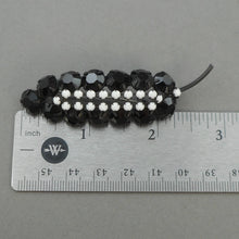 Load image into Gallery viewer, Excellent Black and White Art Deco Style Leaf or Feather Brooch Pin - Opaque Glass Rhinestone Gems, Japanned Finish