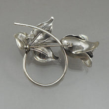 Load image into Gallery viewer, Large Vintage Beau Sterling Silver Rose Brooch - Mid Century Modern Flower Design Pin - Signed Fine Estate American Jewelry