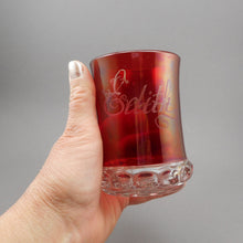 Load image into Gallery viewer, &quot;Edith&quot; Excellent Antique EAPG Glass - Victorian Travel Carnival Fair Souvenir - Ruby Stain Tumbler Red Flash Etched Pressed Glass