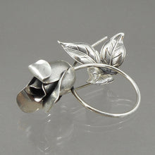 Load image into Gallery viewer, Large Vintage Beau Sterling Silver Rose Brooch - Mid Century Modern Flower Design Pin - Signed Fine Estate American Jewelry