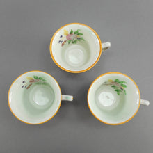 Load image into Gallery viewer, 3 Vintage Adams Calyx Ware Lowesoft Pattern Demitasse Cups and Saucer Sets + 1 Replacement Saucer - Circa 1930 English Ironstone - Pale Blue Green with Pink Flowers - Made in England