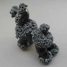 Load image into Gallery viewer, Vintage 1950s Black and White Ceramic Spaghetti Poodle Dog Figurine