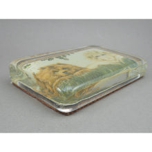 Load image into Gallery viewer, Vintage Glass Louis Icart Paperweight Art Deco Era Print - " Two Beauties ", circa 1930 - Woman with Chow Dog