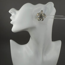 Load image into Gallery viewer, Vintage Handmade Mexican Sterling Silver Orchid Brooch Pin and Screw Back Earrings - Artisan Crafted Flower Design Jewelry Set