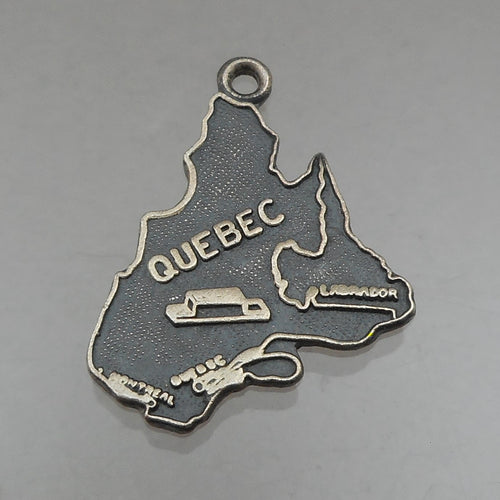 Vintage Quebec Canada Map Bracelet Charm or Pendant - Sterling Silver Travel Souvenir Jewelry