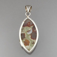 Load image into Gallery viewer, Vtg Jasper w Agate Sterling Silver Pendant Natural Gemstone Brown Green White