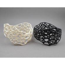 Load image into Gallery viewer, Pair of Nervous System Wave Bangle Bracelets - 3D Printed Nylon - Black and White - Medium Size