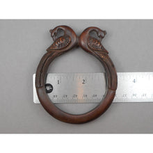 Load image into Gallery viewer, Antique or Vintage Hand Carved Wood Peacock Bird Bangle Bracelet Handmade Ethnic Animal Figural Jewelry
