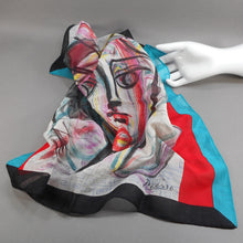 Load image into Gallery viewer, Vintage 1983 Picasso Tete de Femme Square Cotton Scarf - Heirs of Pablo Picasso / Marigold Enterprises