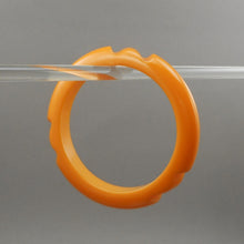 Load image into Gallery viewer, Vintage Authentic Carved Bakelite Bangle Bracelet - Butterscotch Yellow Gold Opaque Plastic - Simichrome Tested