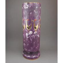 Load image into Gallery viewer, Large 11.75&quot; Mid Century Modern Sgraffito Bird Vase - Handmade Italian Art Pottery  - Attributed to Fratelli Franciullacci - Purple and Gold