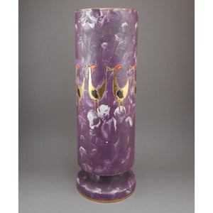 Large 11.75" Mid Century Modern Sgraffito Bird Vase - Handmade Italian Art Pottery  - Attributed to Fratelli Franciullacci - Purple and Gold