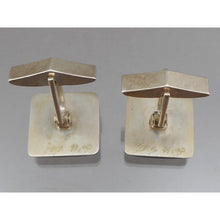Load image into Gallery viewer, Vintage Handmade Eileen Sutton Cufflinks - US Artisan Studio Jewelry - Post Modern Style - 14K Gold Filled Sterling Silver, Black and Blue Resin