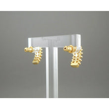 Load image into Gallery viewer, Excellent Vintage CZ Crystal or Rhinestone Earrings - Pierced Post - Gold Tone with Clear Stones