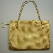Load image into Gallery viewer, Vintage Whiting &amp; Davis Gold Metal Mesh Evening Bag Handbag Purse Chain Straps