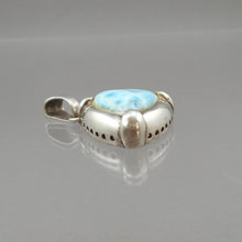 Load image into Gallery viewer, Vintage Blue Larimar Sterling Silver Triangle Pendant - Natural Gemstone - circa 1980 - Southwestern Style