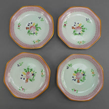 Load image into Gallery viewer, 3 Vintage Adams Calyx Ware Lowesoft Pattern Demitasse Cups and Saucer Sets + 1 Replacement Saucer - Circa 1930 English Ironstone - Pale Blue Green with Pink Flowers - Made in England