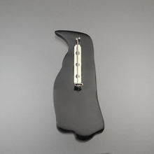 Load image into Gallery viewer, Large Vintage Penguin Brooch - Mother of Pearl Shell Inlay, Black and White Resin Pin