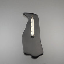 Load image into Gallery viewer, Large Vintage Penguin Brooch - Mother of Pearl Shell Inlay, Black and White Resin Pin Jewelry