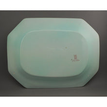 Load image into Gallery viewer, Vintage Adams Calyx Ware Metz Pattern 12&quot; Oval Platter - Circa 1930 English Ironstone - Blue Green with Pink Flowers - Made in England