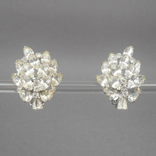 Load image into Gallery viewer, Excellent Large Vintage 1950s Weiss Rhinestone Clip On Leaf Earrings - Signed Designer Costume Jewelry