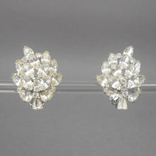 Load image into Gallery viewer, Excellent Large Vintage 1950s Weiss Rhinestone Clip On Leaf Earrings - Signed Designer Costume Jewelry
