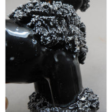 Load image into Gallery viewer, Vintage 1950s Black and White Ceramic Spaghetti Poodle Dog Figurine