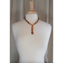 Load image into Gallery viewer, Vintage Czech Art Glass Jewelry Beaded Necklace - Brown, Amber, Gold, Round and Faceted Beads