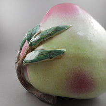 Load image into Gallery viewer, Large Antique Chinese Qing Porcelain Altar Fruit Pink and Green Pear or Peach - 19th Century Export Pottery Temple Offering